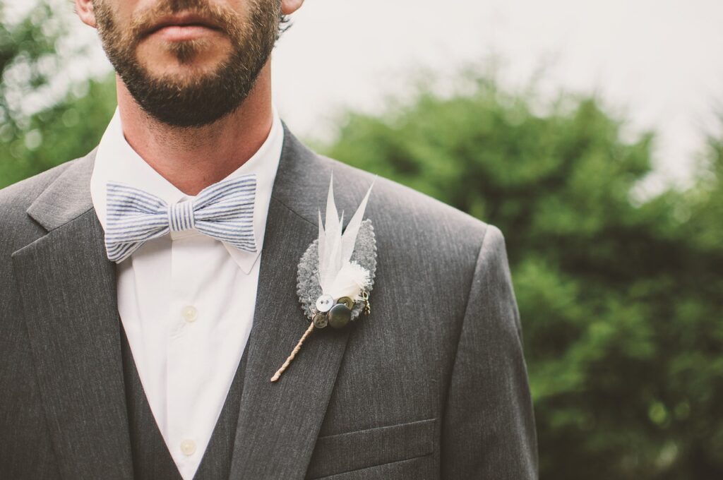 groom, beard, bow tie