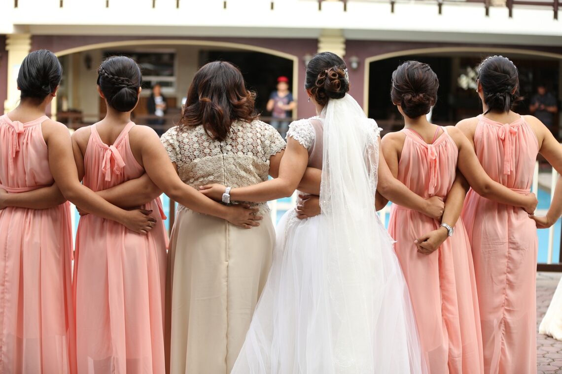 bride, bridesmaid, wedding